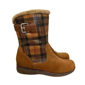 Naturalizer Womens Tan Plaid Lined Comfort Prema Boots Size 8